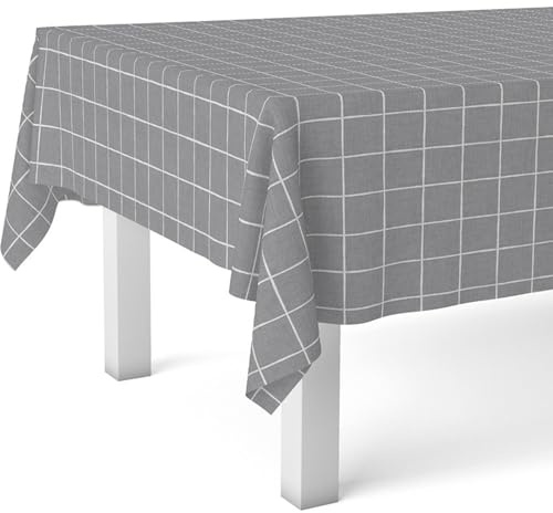 ECOMMERC3 Mantel Hule Antimanchas Mesa Rectangular 140x140 cm Square Gris | Para tener la mesa siempre montada, impermeable, no absorbe, borde que no se deshilacha, 90% PVC y polipropileno