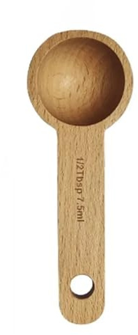 Coffee Scoop Measuring Spoon Tablespoon Walnut Wooden 7.5/10/15/30/45ml Beech Hangable Kitchen Tools Coffee Bean(7.5ml-Beech Wooden)