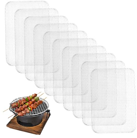 SHITOOMFE Filet de Gril, grilles de Gril jetables 10 pièces, Maille en Aluminium antiadhésive 15x12 Pouces pour Les Pique-niques Barbecue Camping en Plein air