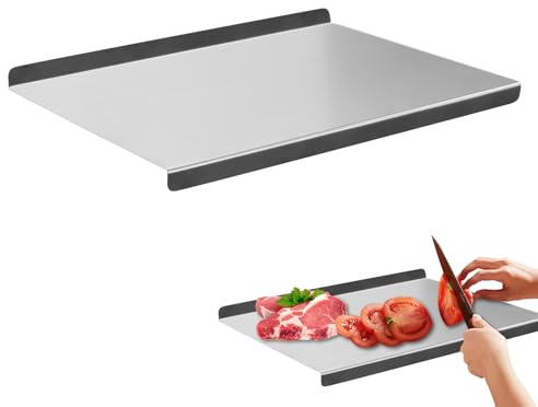 Hocadrv Cutting Boards 304Stainless Steel Metal Chopping Board for Kitchens | with Counter Lip counter edge chopping board for Kneading Rolling Bread Meat and Vegetables(40 x 30cm/15.7 x 11.8 in)