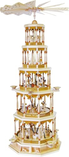 Weihnachtspyramide 5- stöckige Pyramide Christi Geburt - Natur - 123 cm - Original Erzgebirge - Richard Glässer