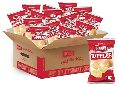 Herr's Ripple Potato Chips, 1 Ounce (Pack of 42 Bags) – Crunchy Rippled Chips Perfect for Dipping – Great for Parties and Lunches