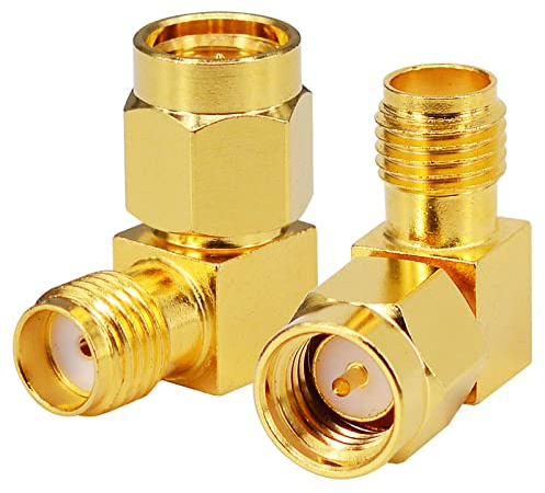 YILIANDUO Pack of 2 RF Antenna Adapter SMA Male to SMA Female 90 Degree Right Angle Gold-Plated Connector for 2G 3G 4G LTE Antenna Goggles Hsdpa Huawei UMTS Mobile Broadband