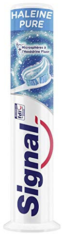 SIGNAL - Dentifrice Haleine Pure doseur - 12h d'haleine fraiche - Bouche purifiée - 95% d'ingrédients d'origine naturelle - 100ml