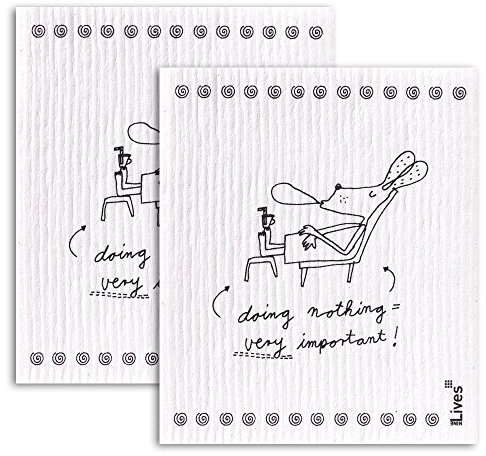 NineLives Spültuch Doing nothing... (2er-Set) für Geschirr, Küche, Bad | Schwammtuch, Putzlappen