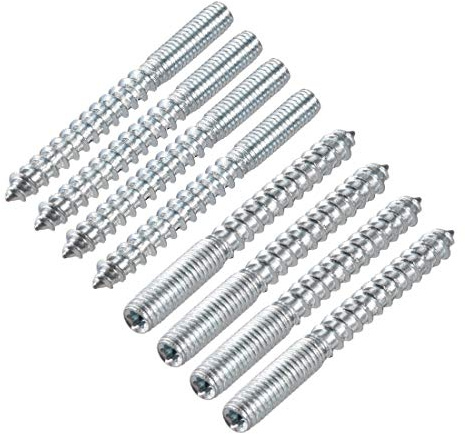 uxcell M6 Hanger Bolts Length 2-3/8(60mm) Double Headed Bolts Self-Tapping Screw 6mm Wood Joint Furniture Legs 8pcs