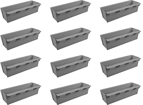 ARTECSIS Paletten Blumenkasten 12er Set Betongrau Pflanzkasten Einsatz Europalette 37cm
