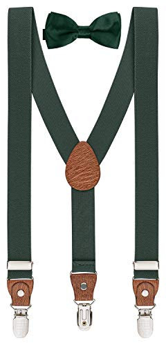 BomGuard Kinder Hosenträger & Fliege Set 2–7 Jahre – Dunkelgrün