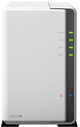Synology DS220j 2TB 2 Bay Desktop NAS Solution, Installed with 2 x 1TB Western Digital Red Drives