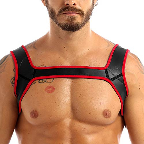 JEATHA Men's Neoprene Wide Shoulder Straps Chest Harness Belt Muscles Protector Clubwear
