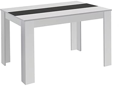 byLIVING Esstisch NORI, Küchentisch in Weiß, 160 x 90, H 75 cm | Einlegeplatte wendbar in schwarz oder weiß, großer Tisch