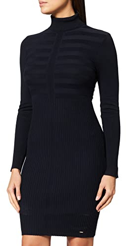 Morgan Vestido ajustado con cuello de tortuga Azul Marino XS