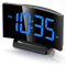 GOLOZA Digital Alarm Clock for Bedrooms with Modern Curved Design, Conspicuous Blue LED Numbers, 6 Levels Brightness, 2 Volume, 3 Alarm Tones, Snooze, Power-Off Memory, 12/24H, Bedside Clock