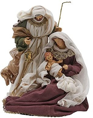 Magie di Natale Krippenkrippe mit Basis und Kleidung aus Stoff für Weihnachtskrippe 36 cm (Bordeaux)