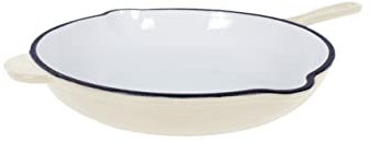 Echtwerk Sartén de hierro fundido con revestimiento esmaltado, sartén de hierro fundido con dos asas y pico, apta para horno, barbacoa, asador e inducción, Crema Ø 26,5 cm