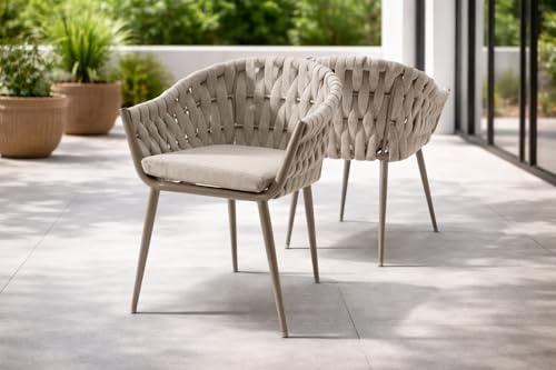 Destiny Sessel Molino 2er Set, Aluminium + Rope, Taupe