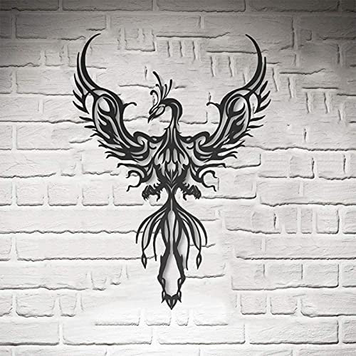 KLZUOPT Phoenix Metall Wandskulptur, Wand-Dekor, 3D-Phoenix Silhouette, Minimalistisch, für Schlafzimmer, Wohnzimmer, Küche