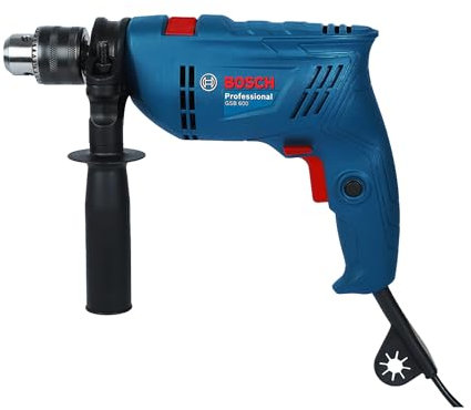 Bosch GSB 600 Perceuse à percussion électrique filaire 600 W 13 mm 1,7 kg 3000 tr/min 1,4 Nm Vitesse variable Rotation avant/arrière Double isolation Brosse carbone améliorée Boîte en carton