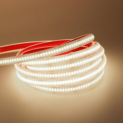 Wisada 6m COB LED Streifen, 12V Außenbereich Wasserdichte IP68 LED Lichtband, 320LEDs/m Superhell Flexibler Naturweiß COB LED Band, rot/weiss 2-adrig LED Lichterketten für Aquarium, Schwimmbad
