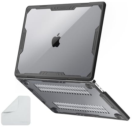 MOSISO Kompatibel mit MacBook Air 13 Zoll Hülle M4 A3240 M3 A3113 M2 A2681 2025-2022, Symmetrisch Geometrisch Schwerlast Plastik Hartschale Schutzhülle Case mit TPU Stoßstange & Poliertuch, Schwarz