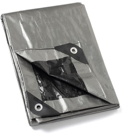 GUARD SHIELD Abdeckplane mit Ösen Wasserdicht 2m x 3m Grau Silberfarben/Schwarz Multifunktionale Polyester-Plane 120g/㎡ Gewebeplane Schutzplane Allzweckplane, Reißfest, UV-stabilisiert