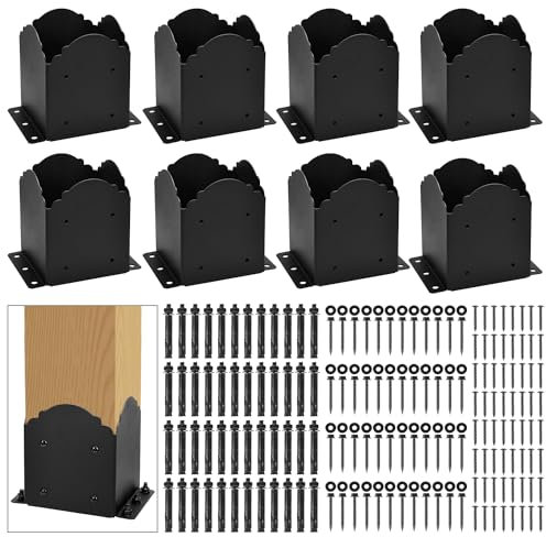 Kreatives Design, 15,2 x 15,2 cm, quadratische Halterung, Pfostenbasis für Zaun, Briefkasten, Deck, verschraubter Pfostensockel, Holzpfosten, Bodenanker, passend für 14 x 14 cm quadratische