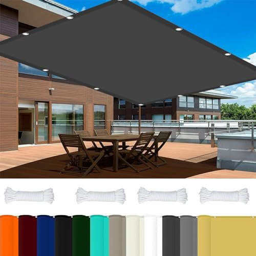 Telo di Ricambio per Ombrellone 3 x 4 m 98% Protezione UV Tenda a Vela Parasole Rettangolare Poliestere per Giardino, Balcone, Piscina, Grigio Scuro