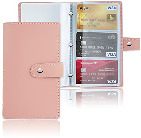 Czzmy 96 Porte Cartes de Visite Carte de Livre PVC Cartes pour Ranger Carte de Visite Cartes Fidélité Porte Carte de Crédit etc(1-Couleur Rose)