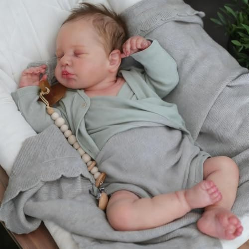 Anano Baby Reborn Vollsilikon Puppe Junge 20 Zoll Babypuppen Wie Echte Babys Vollsilikon Baby Lebensecht Und Wasserdicht Silicone Doll Reborn BBY Junge, Für Kinder Ab 3 Jahren Geeignet