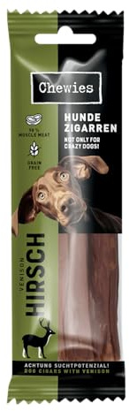 Chewies Hundezigarre, Getreidefrei, Ohne Zuckerzusatz, für Hunde Aller Altersklassen, hoher Proteingehalt (75g (1 Packung), Hirsch)