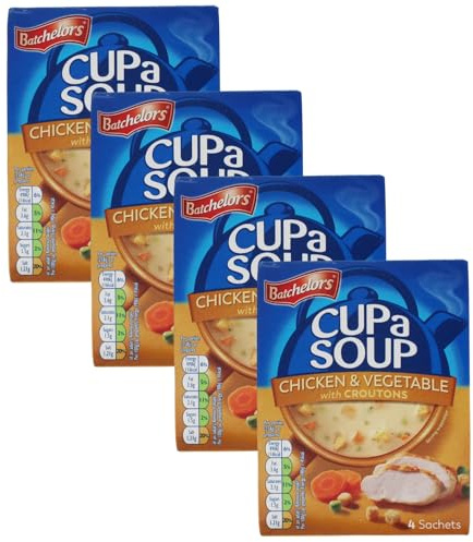 Official Batchelor Cup a Soup Chicken & Vegetable 16 Sachets | Cup Soup for Lunch or Dinner 4 x 81g Boxes Multi pack deal, Chicken & Vegetable Soup, Cuppa Soup, Soup in a cup