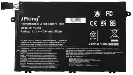 JPking 01AV448 L17L3P51 L17C3P51 Laptop Battery for Lenovo ThinkPad E480 E485 E490 E495 E580 E585 E590 E595 E14 E15 01AV445 01AV446 01AV446 01 AV447 L17M3P52 L17M3P51 SB10K97607 SB10K97608 SB10K97609