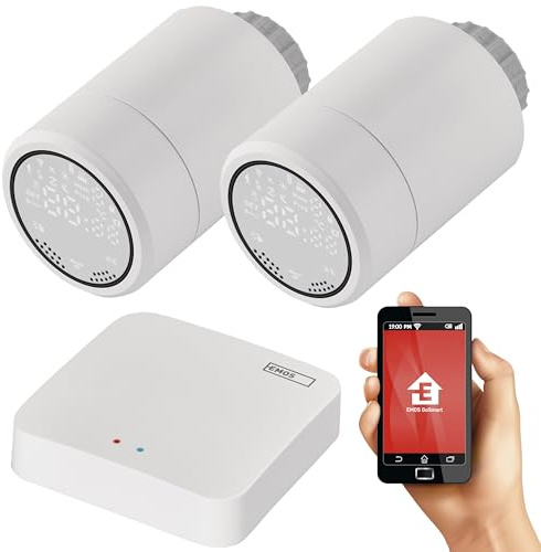 EMOS GoSmart Set - Smart Home Heizkörperthermostat (2x) + ZigBee Gateway (1x) mit App - IP Thermostat Für Heizsysteme kompatibel mit Tuya, Smart Life, Google Assistant und Alexa - inkl. Smart Home Hub