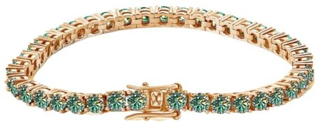 LOEXZAH Grünes Moissanit-Tennisarmband für Damen und Herren, Diamant-Tennisarmband, rotvergoldet, 3 mm, Herren-Diamantarmband, Geburtstagsgeschenk, Diamantschmuck (Roségold, 21 cm, Grün), 8.27inch,