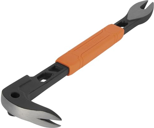 Klein Tools 66093 Nail Puller with Integrated Dimpler, Heavy-Duty Carbon Steel Cats Paw Pry Bar, 12-Inch