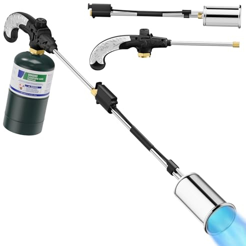 Sondiko Weed Torch Propane Torch, Heavy Duty Blow Torch, 30 Detachable Long Arm Propane Weed Burner&Flame Control Valve for Garden,Stumps,Wood,Melting Ice,Snow Road,Roofing