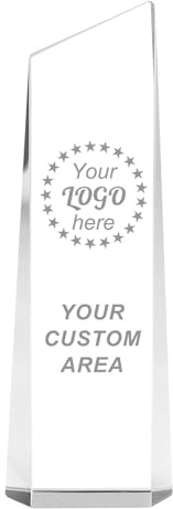 Trophée personnalisé en verre de cristal avec gravure – Prix en cristal de verre personnalisé avec logo personnalisé pour l'appréciation des employés, les anniversaires d'entreprise et les cadeaux de
