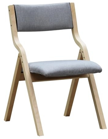 JTPMYFT Klappstuhl aus Holz mit gepolsterter Sitzfläche, kein Zusammenbau erforderlich, klappbarer Esszimmerstuhl, gepolstert, platzsparend, geeignet for Schlafzimmer, Wohnzimmer(Light Gray)
