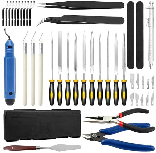 3D Drucker Werkzeug Kit, 42 PCS Entgrater Werkzeug für 3D Drucker, 3D Drucker Zubehör für Anfänger mit Entgraten, Reinigung Wartungswerkzeuge, Aufbewahrungstasche Inkl Zangen, Feilen, Düsenreinigungs