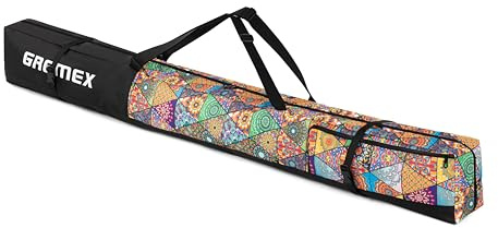 GREMEX Funda Esquí 180 cm - Bolsa portaesquís impermeable para 1 par, con bolsillo accesorios - Práctica, ideal para viajes y transporte de tu equipo