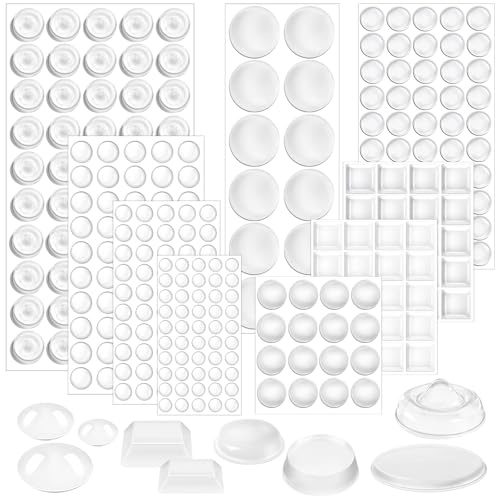 KMFYMPT 300 Pièces Amortisseur Porte Placard, Anti Porte Qui Claque, Diamètres 0,6 à 2 cm Patin Silicone, Disponibles Formes Ronde, Trapézoïdale, Hémisphérique et Bouton, Réduction Efficace du Bruit