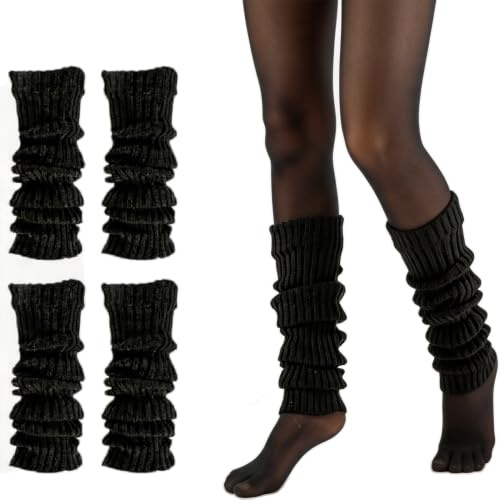 2 Paar Stulpen Damen,Leg Warmers,Beinstulpen,Legwarmers,Beinwärmer,Warm Und Komfortabel,Schwarzer Vintage-Beinwärmer,Geeignet Für Stilvolle Kombinationen Mit Verschiedenen Outfits Bei Ausflügen Freien