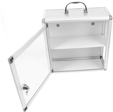 SOLUSTRE Väggmonterad Medicinskåp med Robust Konstruktion och Transparent Panel Kompakt Design med Flera Fack för Hem och Offentliga Platser Enkel Installation och Mångsidig Förvaring av