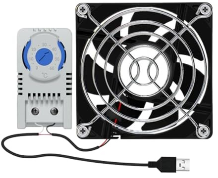 Ventilador de enfriamiento del gabinete USB de 80 mm con 0-60 ℃ termostato Ajustable para Rejilla para Cine en casa o gabinete AV Compatible con Varios Sistemas