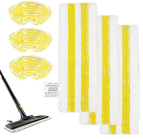 6 Stück Ersatz Bodentücher Set für Kärcher Dampfreiniger, Mikrofaser Ersatzpads Kompatibel mit EasyFix SC1, SC2, SC3, SC4, SC5 Dampfreiniger(3Bodendüse + 3Handdüsen)