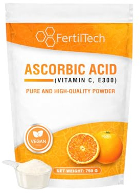 FertilTech Ascorbinsäure Pulver 750 g (Vitamin C E300) – 750 Portionen (2 Jahre) – 100% Rein – Lebensmittelqualität – Ohne Zusatzstoffe – Vegan – Ohne Gentechnik – Abgefüllt in Frankreich