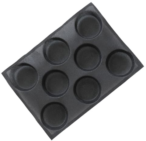 Generic Molde para Pan de Hamburguesa de Silicona Negra, Antiadherente, Reutilizable, 8 Cavidades Redondas, Herramienta para Hornear en Cocina Doméstica, Molde Creativo para Repostería