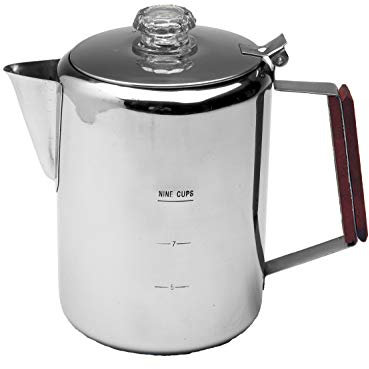 Texsport Macchina da caffè a percolatore in acciaio inox da 9 tazze per campeggio all'aperto