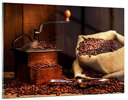 Wandbilder Dekoration Wohnzimmer Frühstück Schokolade Kaffee Bohnen Bilder auf Glas 120x80cm Glasbild Schlafzimmer Küche Deko Wand Kunstdruck Art Groß XXL Wanddeko Bild im Glas Modern GAA120x80-2163