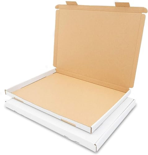 verpacking Großbriefkartons 350 x 250 x 20 mm Großbriefkarton GB-2 DIN A4 B4 für Warensendungen (Innenmaß 340 x 245 x 17 mm) DHL GLS DPD Weiß Versandkarton Büchersendung Brief (100 Stück)